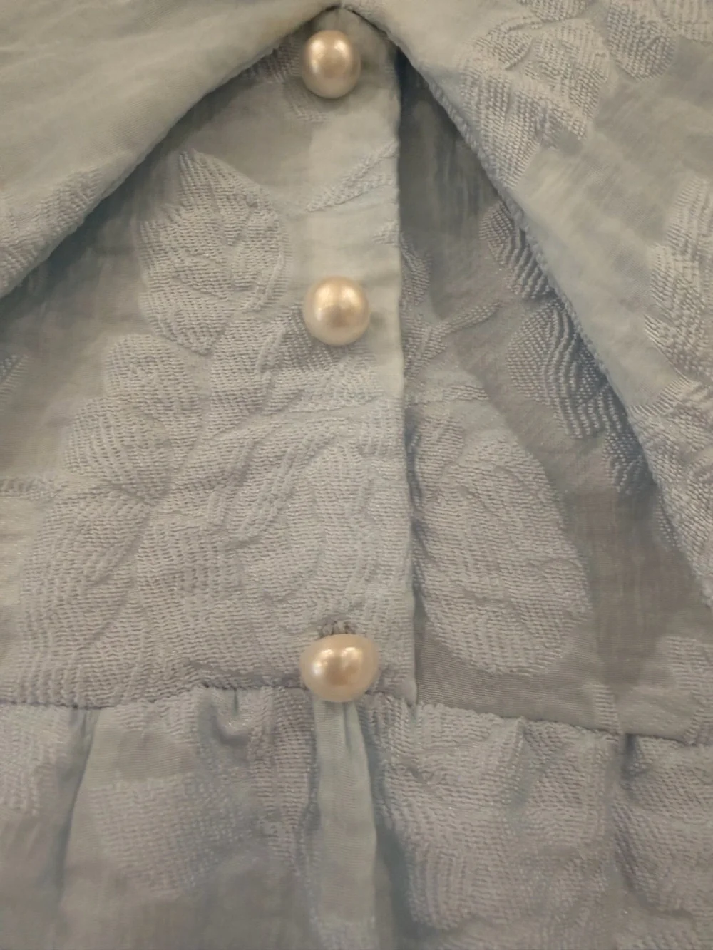 Amanda Uprichard Light Blue Dress Peter Pan Collar Pearl buttons! Stunning! EUC! - Picture 3 of 7